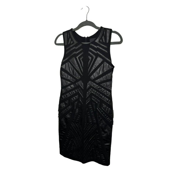 NWT Greylin Black Faux Leather Dress | Geometric Pattern, Sleeveless, SZ Small - Picture 3 of 8